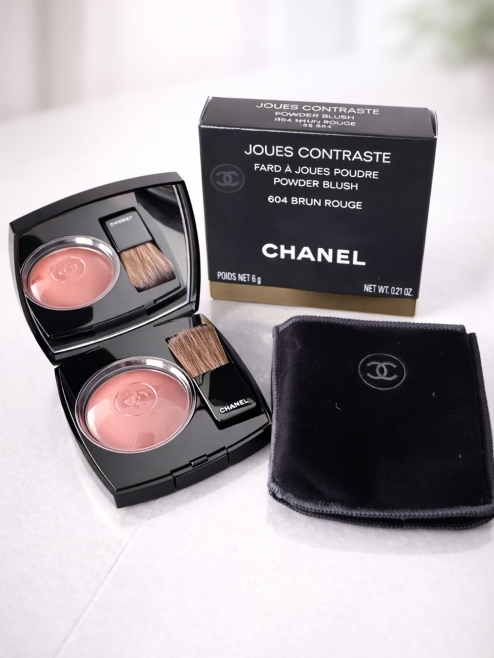 CHANEL Joues Contraste Powder Blush – 604 Brun Rouge ✨